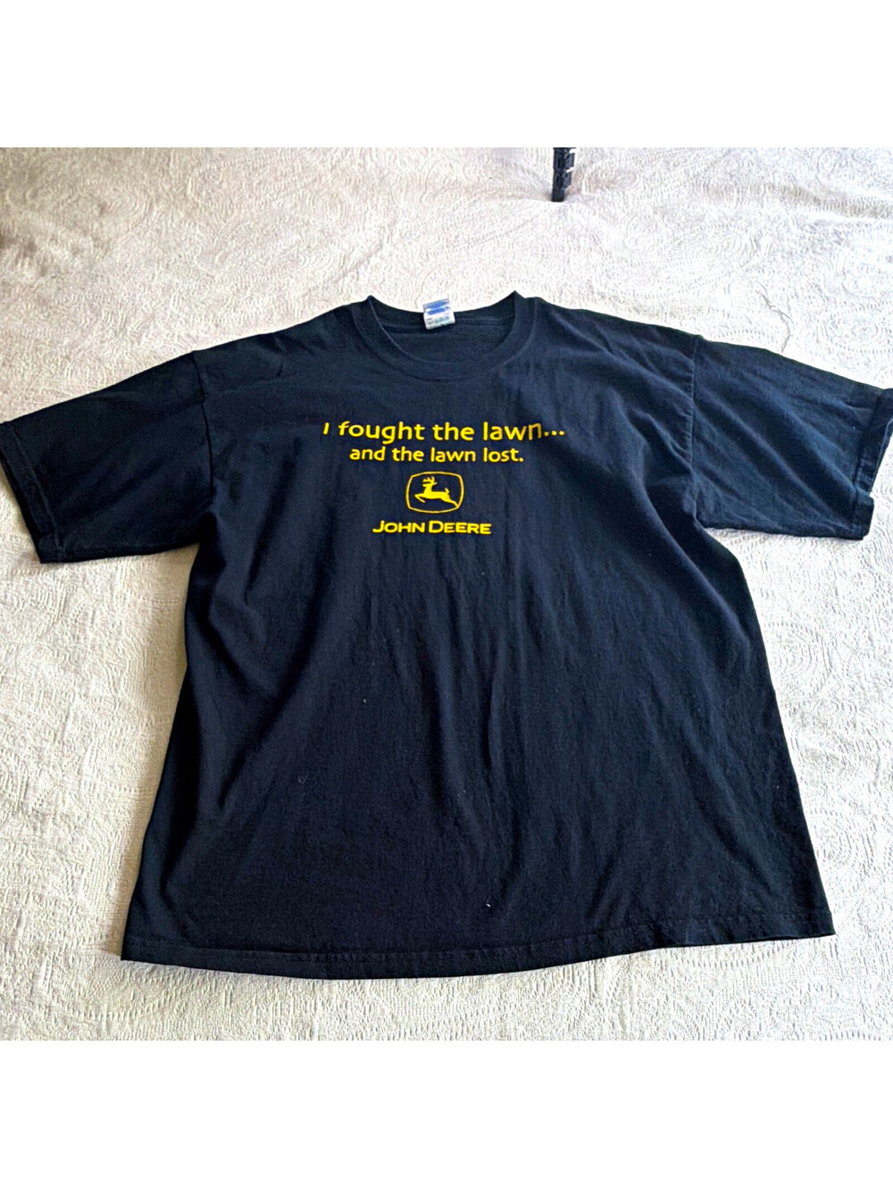 John Deere Agriculture Graphic T-Shirt "I Fought the Lawn..." Black XL
